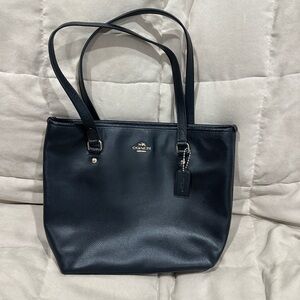 Coach Black Leather Tote Bag